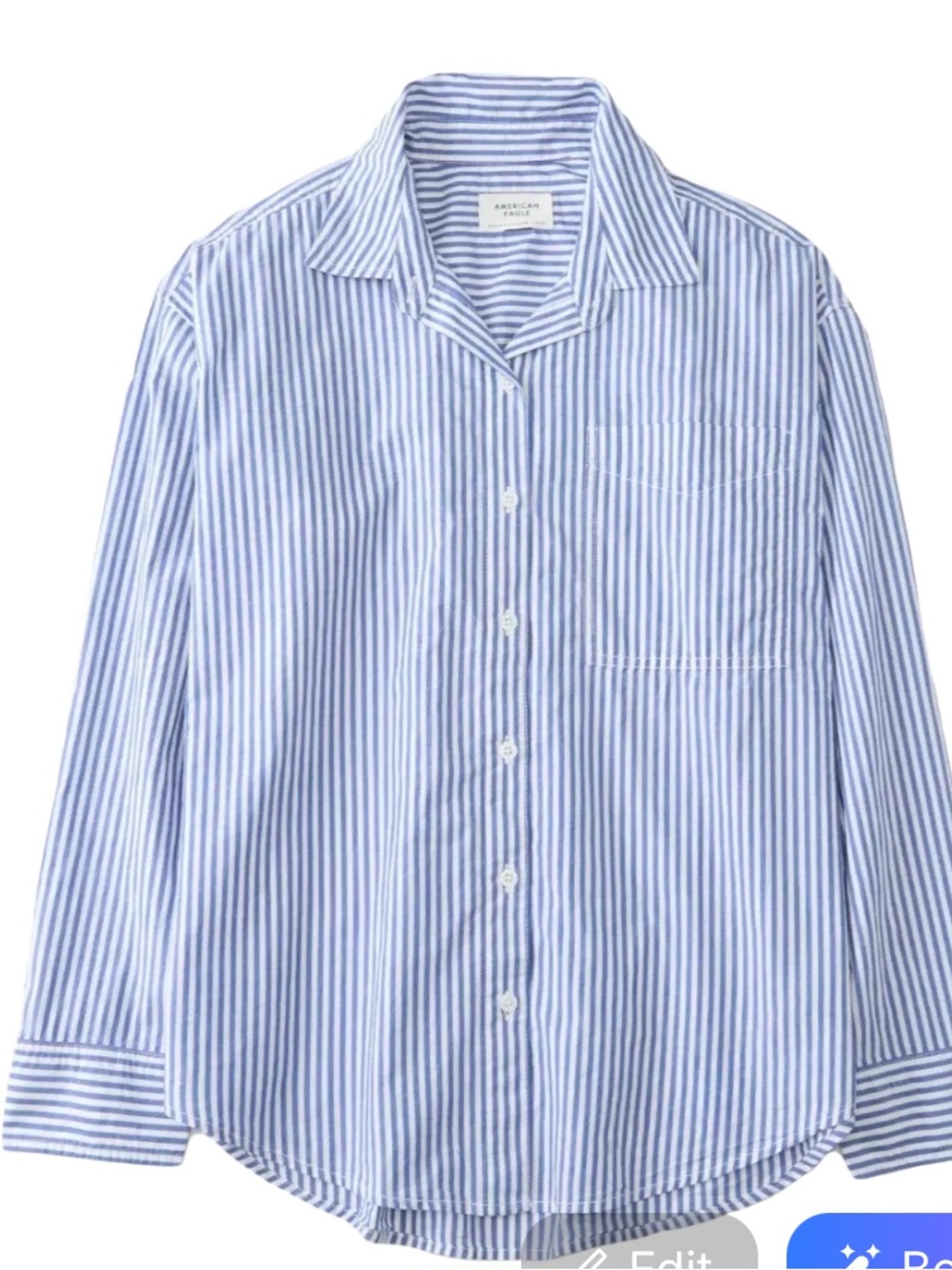 American Eagle Outfitters Blue & White Striped Button-Down Shirt